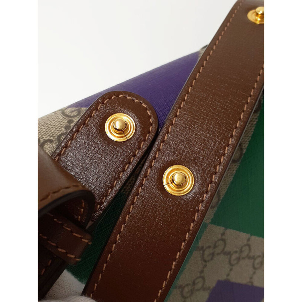 Gucci Horsebit 1955 shoulder bag printed GG Supreme canvas brown leather - Picture 9 of 9